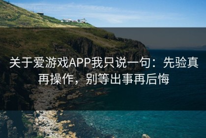关于爱游戏APP我只说一句：先验真再操作，别等出事再后悔
